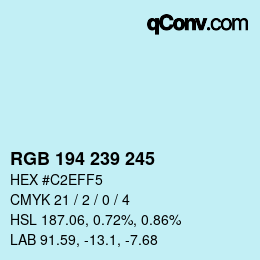 Código de color: RGB 194 239 245 | qconv.com