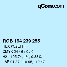 Color code: RGB 194 239 255 | qconv.com