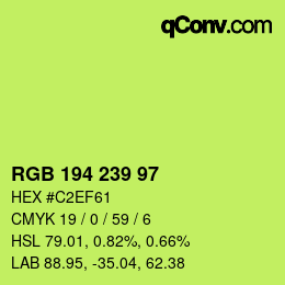 Color code: RGB 194 239 97 | qconv.com