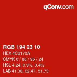 Color code: RGB 194 23 10 | qconv.com