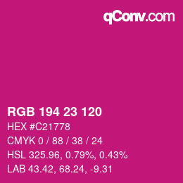 Color code: RGB 194 23 120 | qconv.com
