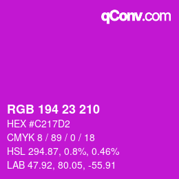 カラーコード: RGB 194 23 210 | qconv.com