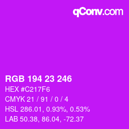 Color code: RGB 194 23 246 | qconv.com