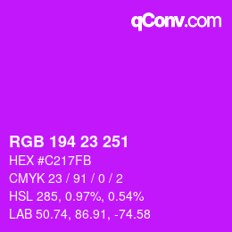 カラーコード: RGB 194 23 251 | qconv.com
