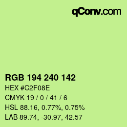 Color code: RGB 194 240 142 | qconv.com