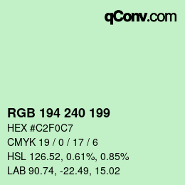 カラーコード: RGB 194 240 199 | qconv.com