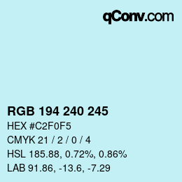 Código de color: RGB 194 240 245 | qconv.com