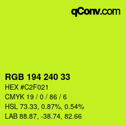 Color code: RGB 194 240 33 | qconv.com