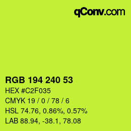 Color code: RGB 194 240 53 | qconv.com