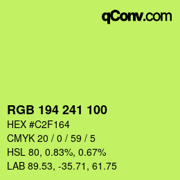 Color code: RGB 194 241 100 | qconv.com