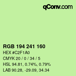 Color code: RGB 194 241 160 | qconv.com