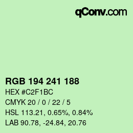 カラーコード: RGB 194 241 188 | qconv.com