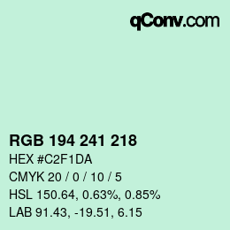 Color code: RGB 194 241 218 | qconv.com