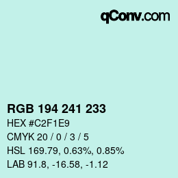 Color code: RGB 194 241 233 | qconv.com