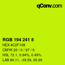 Color code: RGB 194 241 8 | qconv.com