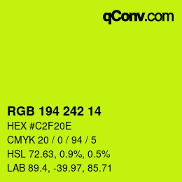 Color code: RGB 194 242 14 | qconv.com