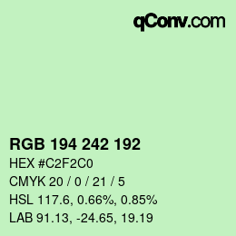 颜色代码: RGB 194 242 192 | qconv.com