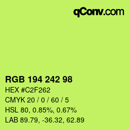 Color code: RGB 194 242 98 | qconv.com