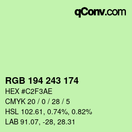 カラーコード: RGB 194 243 174 | qconv.com