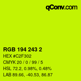 Color code: RGB 194 243 2 | qconv.com