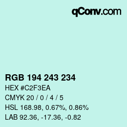 Color code: RGB 194 243 234 | qconv.com