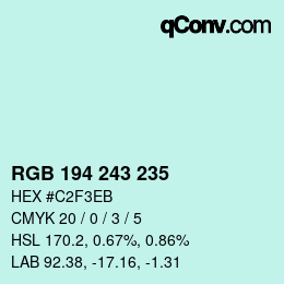 Color code: RGB 194 243 235 | qconv.com