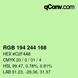 Color code: RGB 194 244 168 | qconv.com