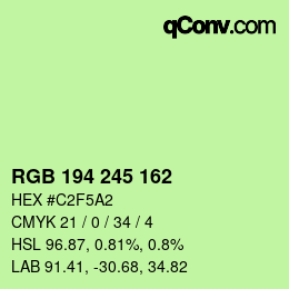 Color code: RGB 194 245 162 | qconv.com