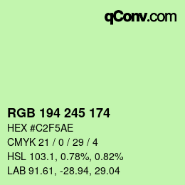 カラーコード: RGB 194 245 174 | qconv.com
