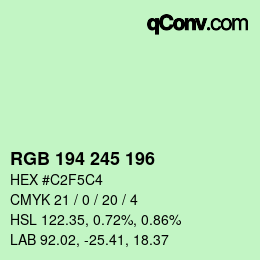 Color code: RGB 194 245 196 | qconv.com