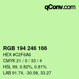 Código de color: RGB 194 246 166 | qconv.com