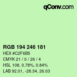 Color code: RGB 194 246 181 | qconv.com