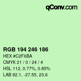 Color code: RGB 194 246 186 | qconv.com