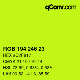 カラーコード: RGB 194 246 23 | qconv.com