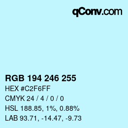 Color code: RGB 194 246 255 | qconv.com
