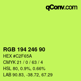 Color code: RGB 194 246 90 | qconv.com
