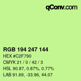 カラーコード: RGB 194 247 144 | qconv.com