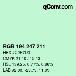 カラーコード: RGB 194 247 211 | qconv.com