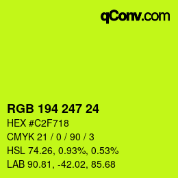 カラーコード: RGB 194 247 24 | qconv.com