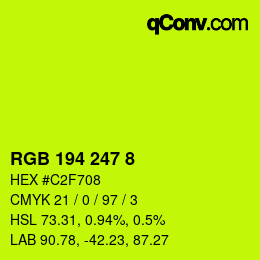 颜色代码: RGB 194 247 8 | qconv.com
