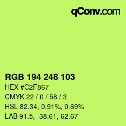 Color code: RGB 194 248 103 | qconv.com