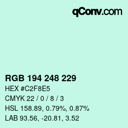 カラーコード: RGB 194 248 229 | qconv.com