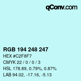 カラーコード: RGB 194 248 247 | qconv.com