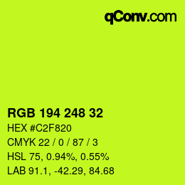 Color code: RGB 194 248 32 | qconv.com