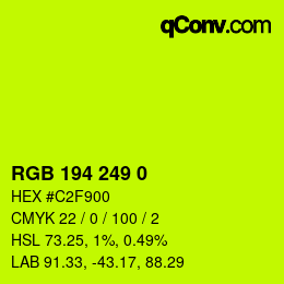 Color code: RGB 194 249 0 | qconv.com