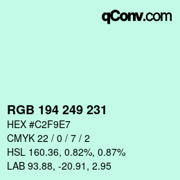 Color code: RGB 194 249 231 | qconv.com