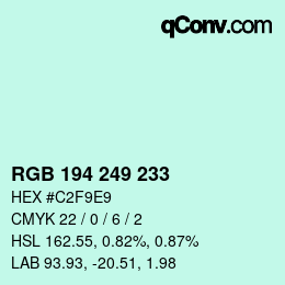 Color code: RGB 194 249 233 | qconv.com
