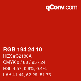 颜色代码: RGB 194 24 10 | qconv.com