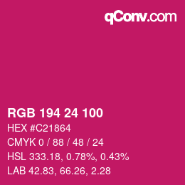 カラーコード: RGB 194 24 100 | qconv.com