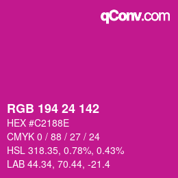 カラーコード: RGB 194 24 142 | qconv.com